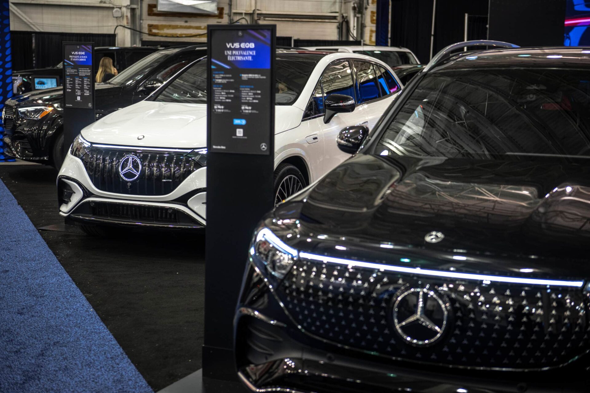 Mercedes-Benz electric vehicles (EV) during the Montreal Electric Vehicle Show in Montreal, Quebec, Canada, on Friday, May 2, 2025. The event gathers over 15 car manufacturers for the largest event in Canada entirely dedicated to electromobility. Photographer: Andrej Ivanov/Bloomberg