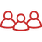 Three people icon red Three people icon red