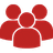 Three people icon red Three people icon red