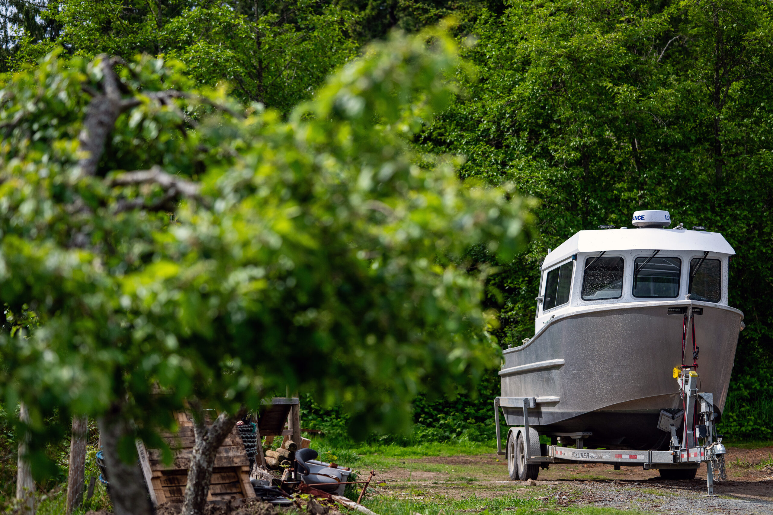 A closed cabin aluminum boat outside a manufacturing facility in Chemainus, British Columbia, Canada, on Friday, May 9, 2025. Statistics Canada (STCA) is scheduled to release manufacturing sales figures on May 15.
